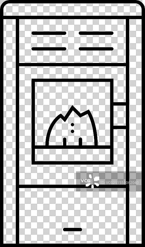 木质颗粒炉的线条图标图片素材