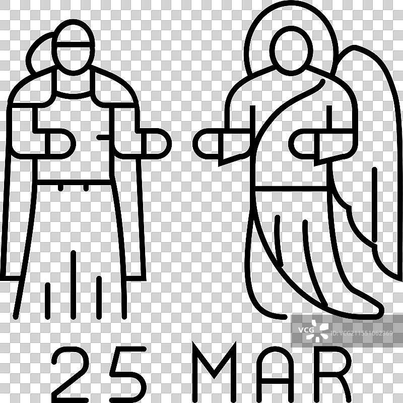 天使报喜节 天主教节日 线条图标图片素材