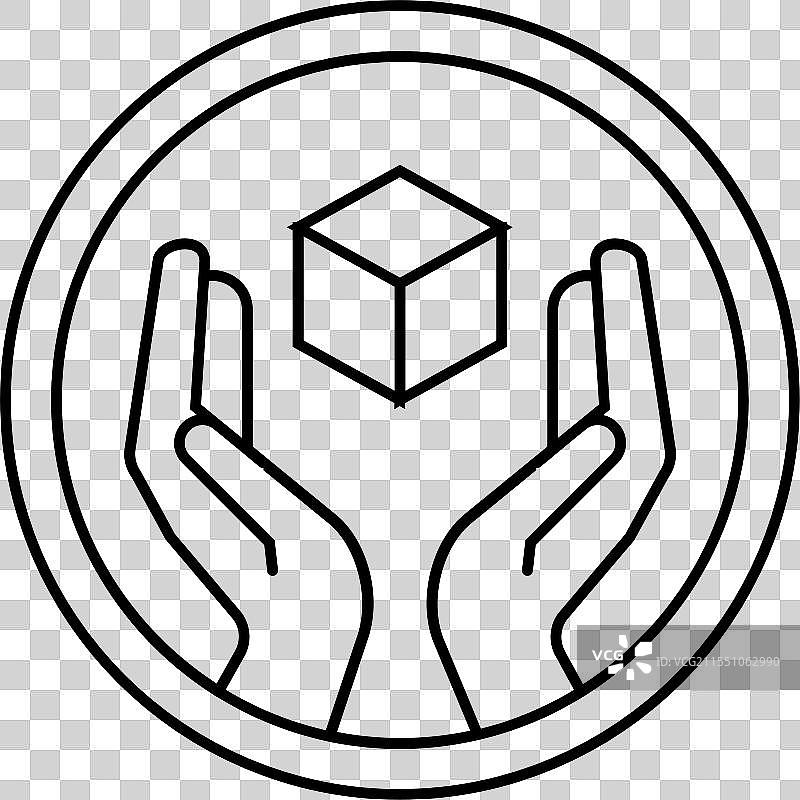 小心轻放产品标签警告线条图标图片素材