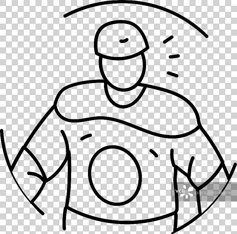 冰球运动防守队员线条图标图片素材