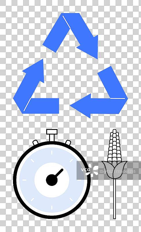 回收箭头、秒表和玉米图片素材