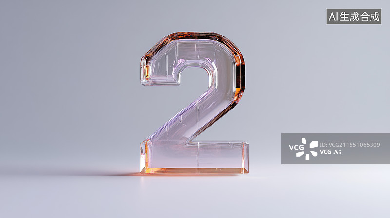 【AI数字艺术】透明数字2的立体模型图片素材