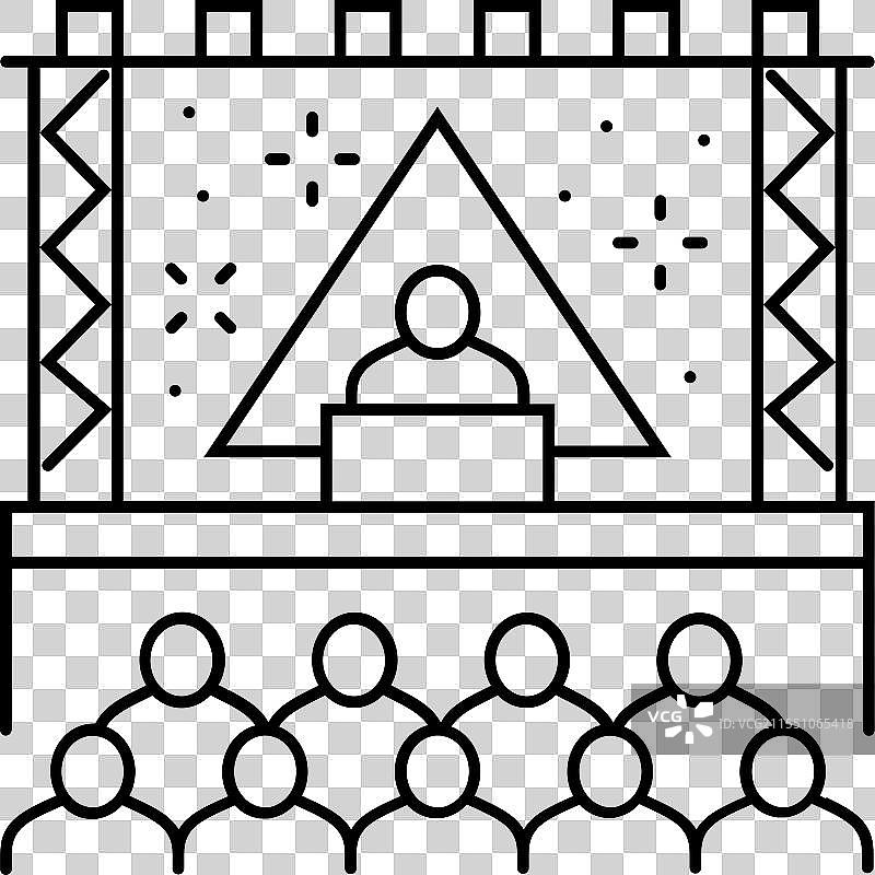 电子音乐节狂欢复古线条图标图片素材