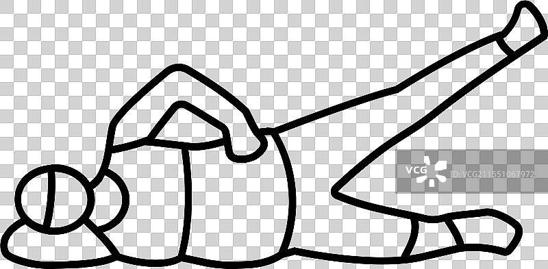 孕妇侧卧抬腿健身线条图标图片素材