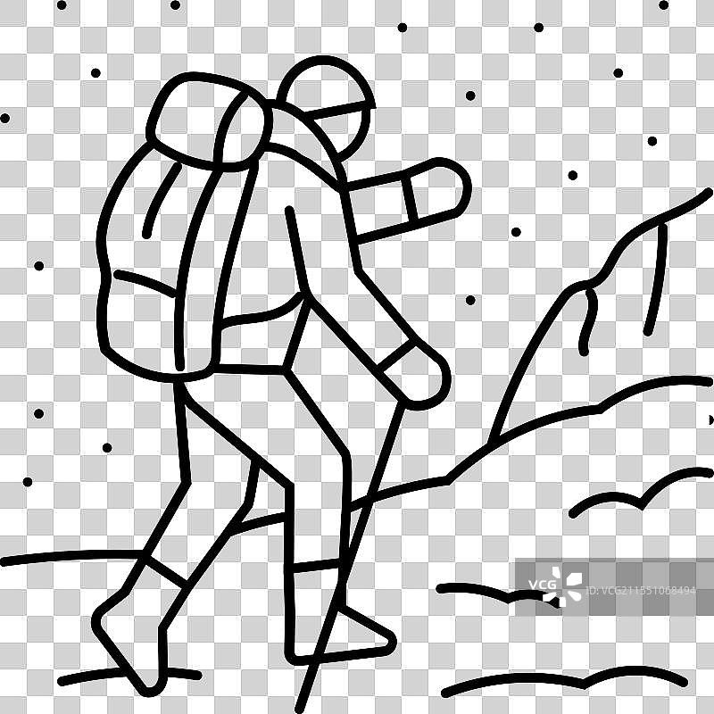 冬季徒步旅行冬季线条图标图片素材