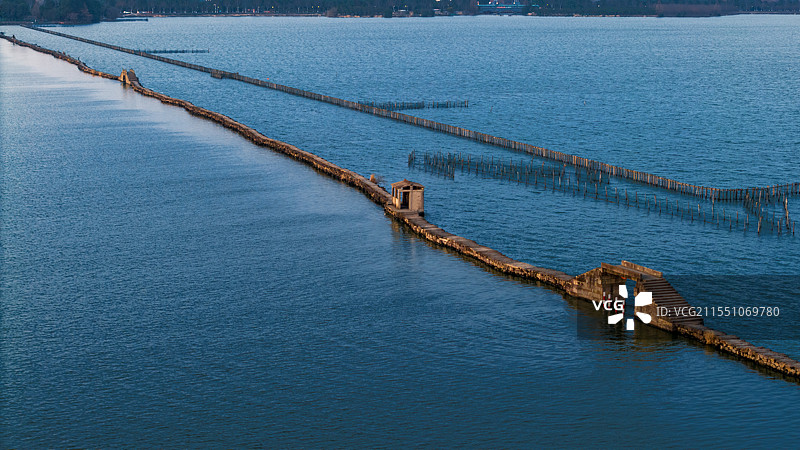 绍兴昂桑湖古纤道图片素材