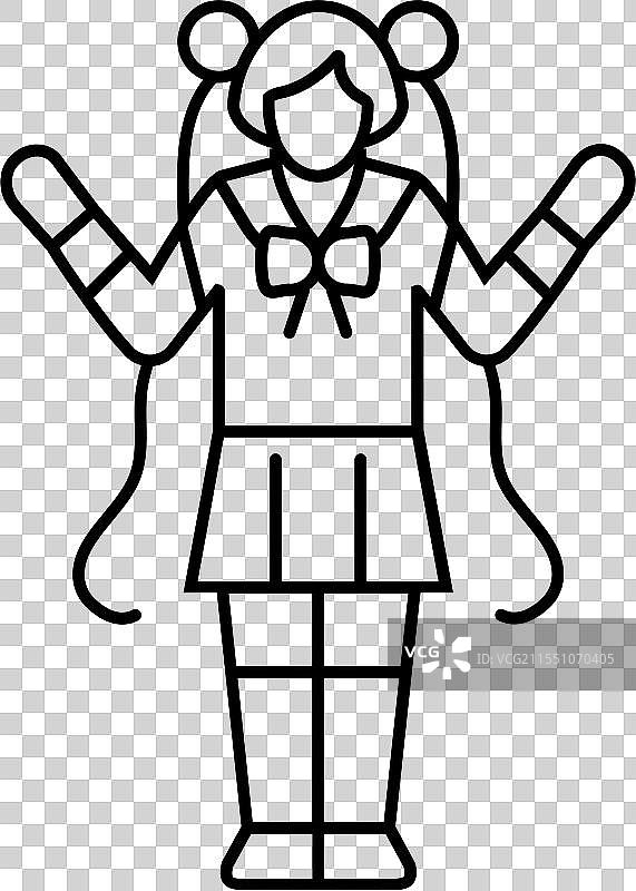 女性漫画角色扮演线条图标图片素材