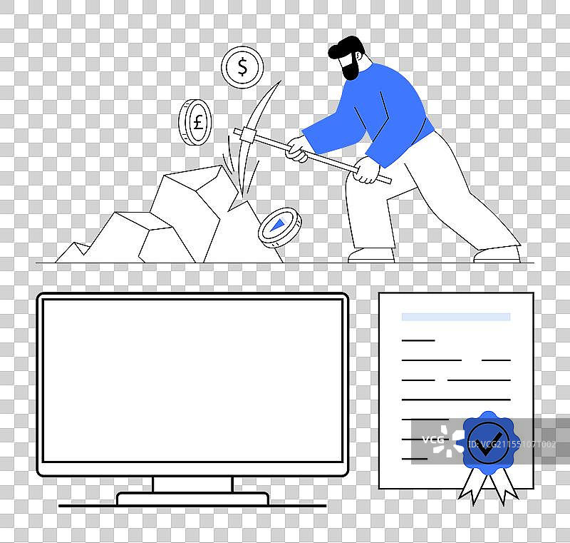 加密货币挖矿过程与矿工图片素材