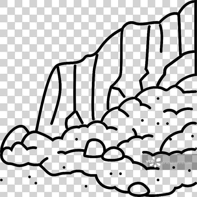 滑坡天气自然现象线条图标图片素材