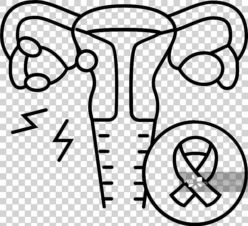 卵巢癌女性疾病线条图标图片素材