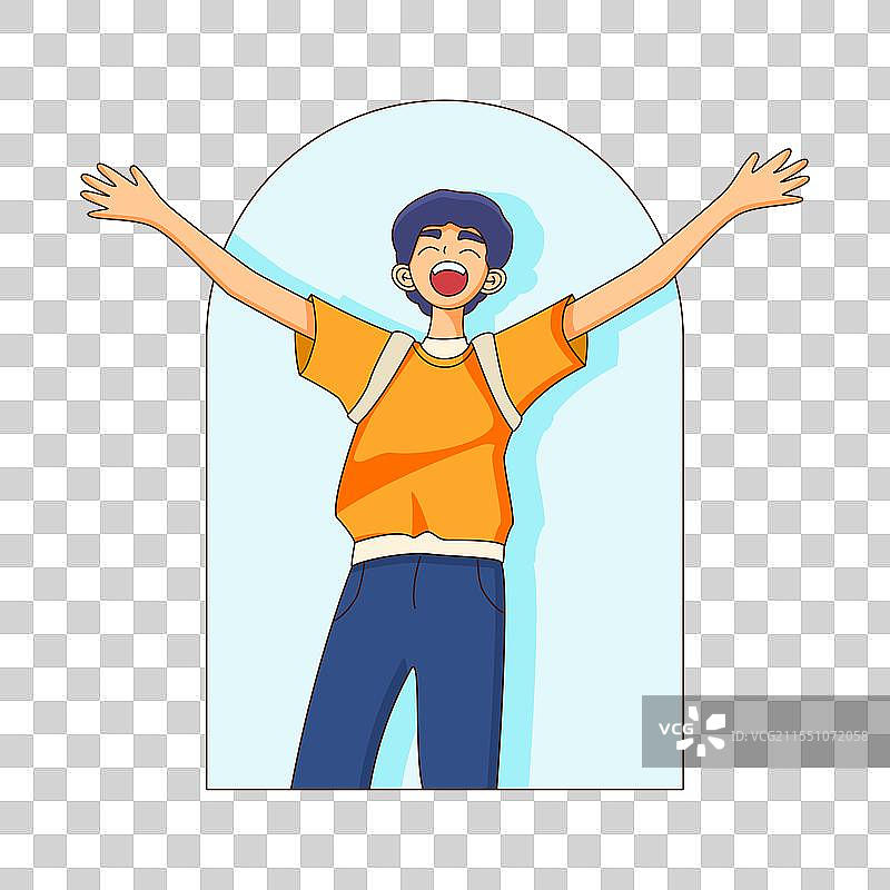 张开双臂的男孩插画图片素材