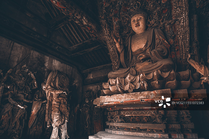 山西晋城高平铁佛寺彩塑图片素材