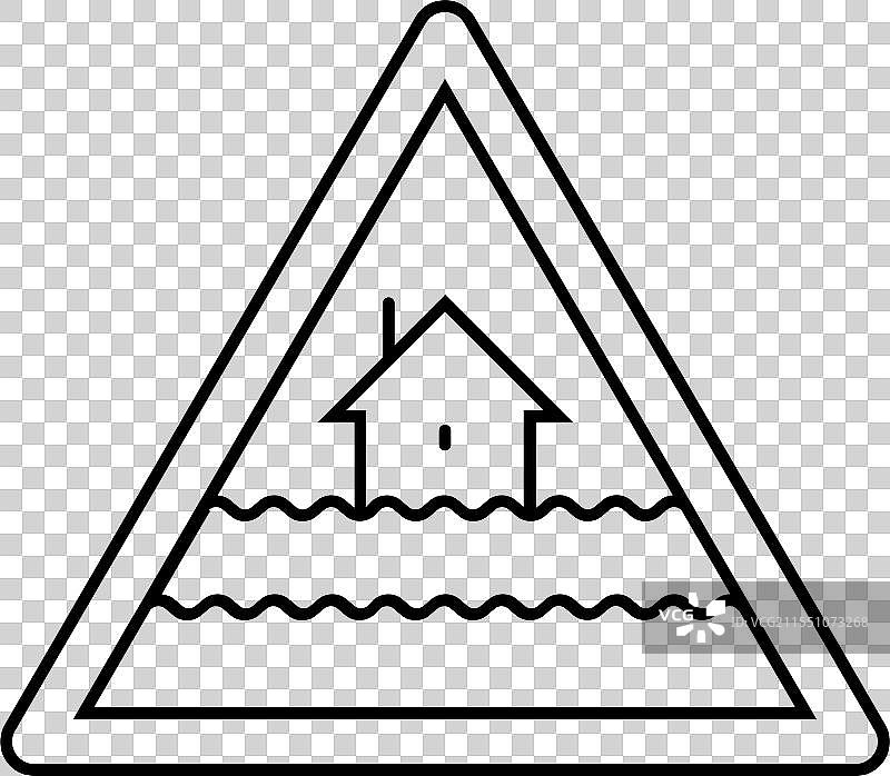 紧急洪水警报线图标图片素材