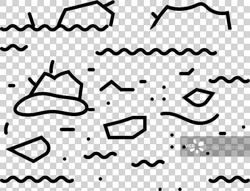 带有碎片的洪水水位线图标图片素材