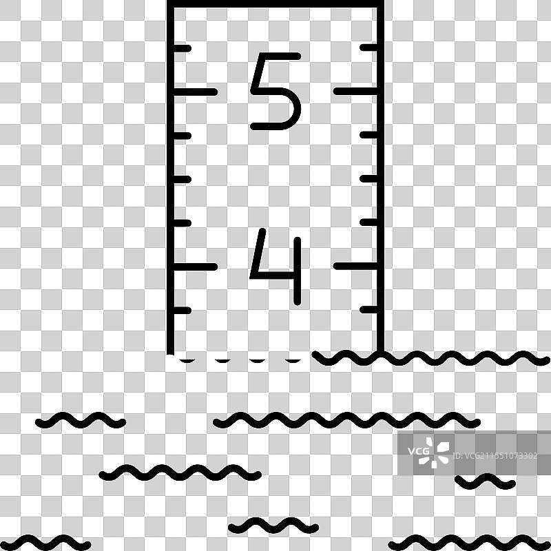 洪水计量器灾害线条图标图片素材