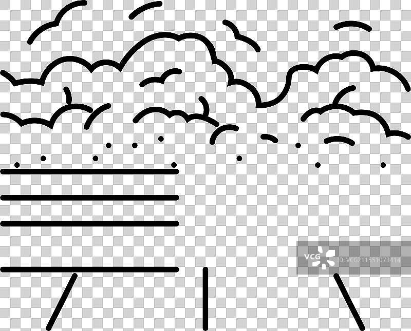 洪水桥梁灾难线条图标图片素材