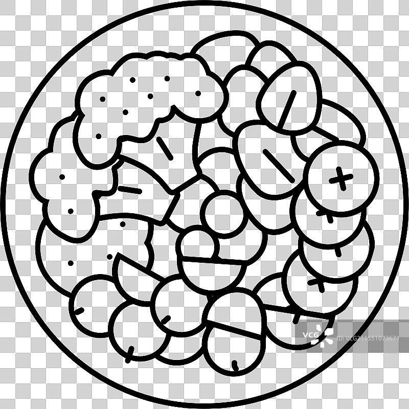 新鲜蔬菜生食主义者线条图标图片素材