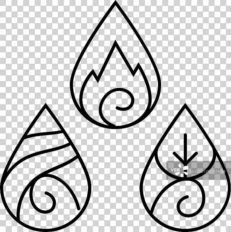 阿育吠陀的三种体质线条图标图片素材