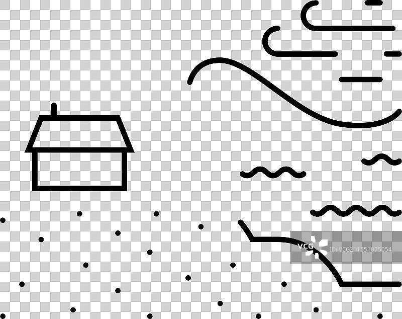 热带风暴飓风灾害线条图标图片素材