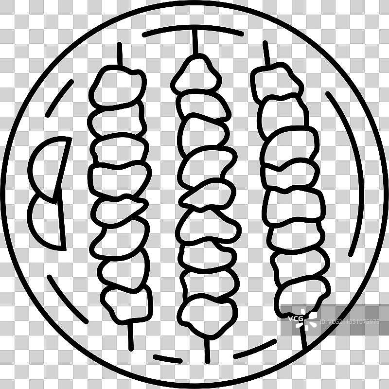 沙爹鸡肉食品线条图标图片素材