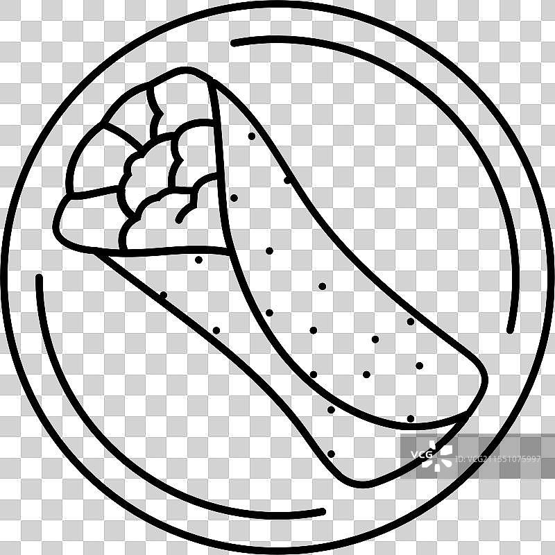 皮卡塔鸡肉菜肴线条图标图片素材