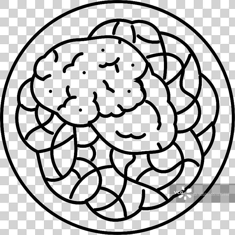 沙威玛鸡肉菜肴线条图标图片素材