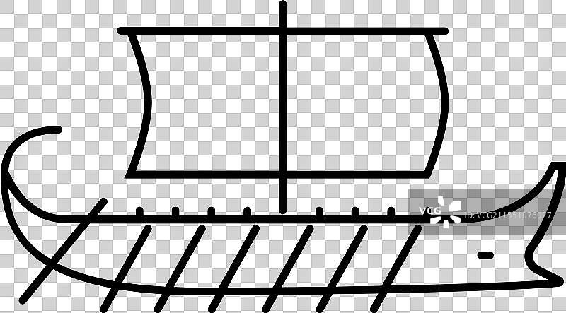 古代双桨船线条图标图片素材