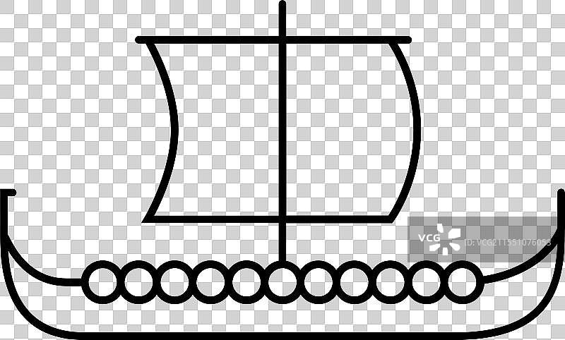 古代长船线条图标图片素材