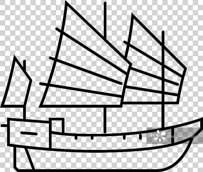 古代垃圾船线条图标图片素材