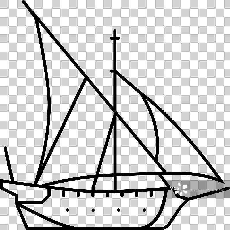 古老船只的线条图标图片素材