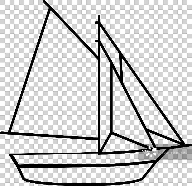 古老船只的单桅帆船线条图标图片素材