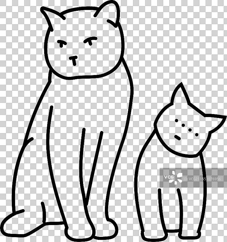 小猫猫繁育线条图标图片素材
