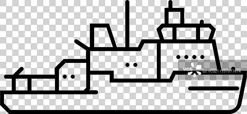 破冰船线条图标图片素材