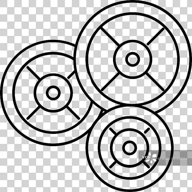 健身器材的杠铃片线条图标图片素材