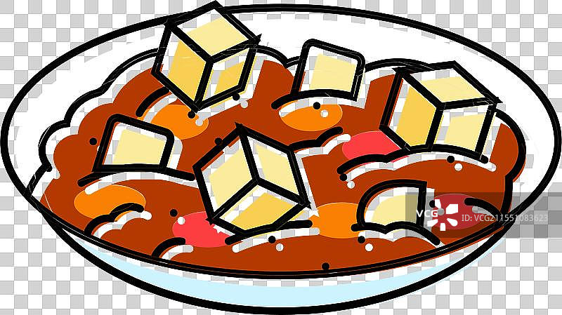 麻婆豆腐 中式料理 彩色图标图片素材