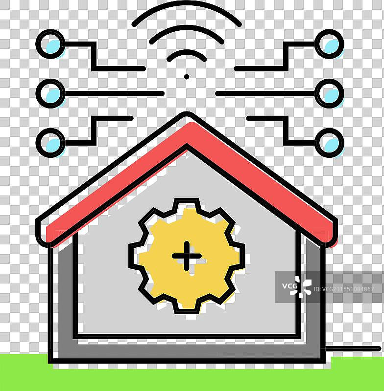 智能科技绿色建筑颜色图标图片素材