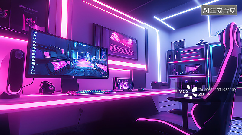 【AI数字艺术】游戏室、电竞房、电竞装备图片素材