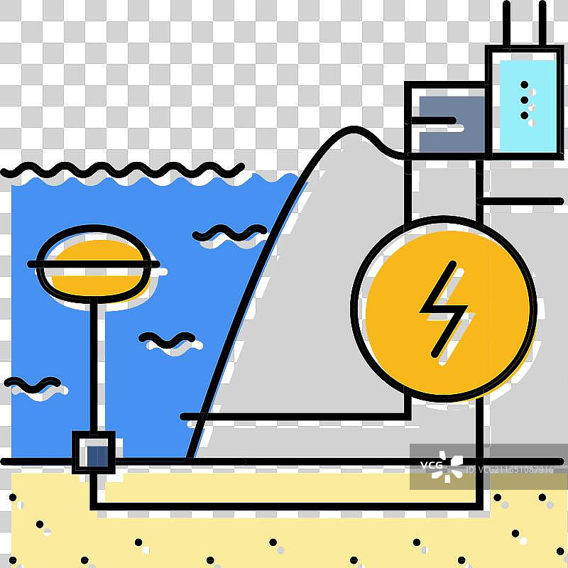 潮汐能发电场 彩色图标图片素材