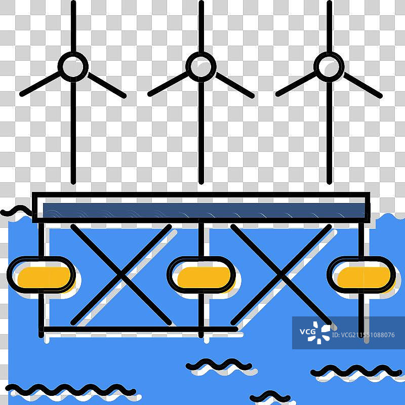 漂浮波浪平台 彩色图标图片素材