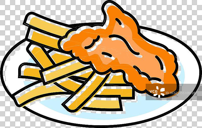 鱼和薯条 海鲜 美食 彩色图标图片素材