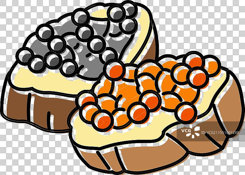 鱼子酱美食海洋菜肴彩色图标图片素材