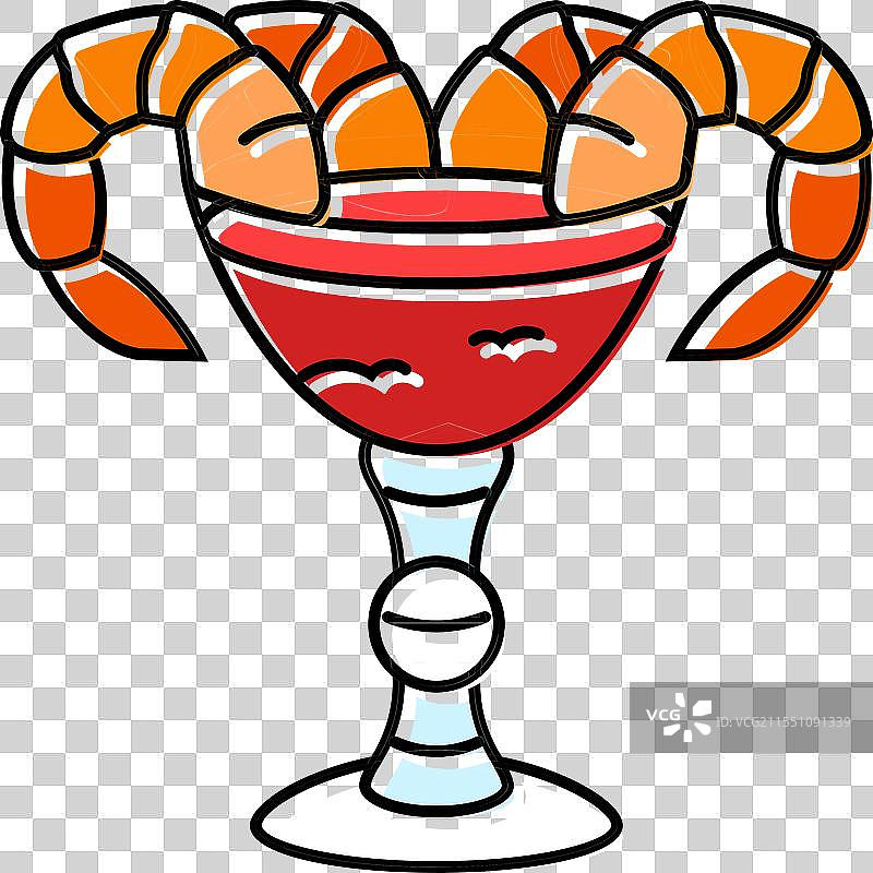 海鲜虾鸡尾酒 彩色图标图片素材