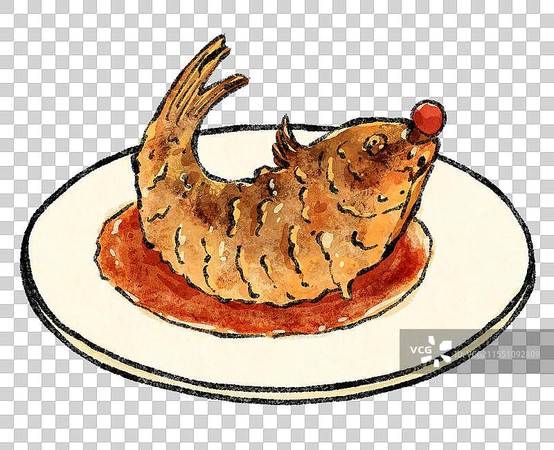 山东济南美食国风插画-糖醋鲤鱼图片素材