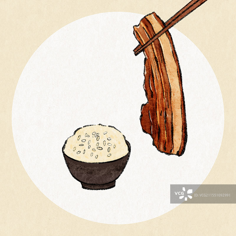 山东济南美食国风插画-把子肉图片素材