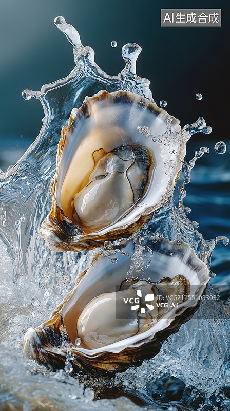 【AI数字艺术】水中海产牡蛎图片素材