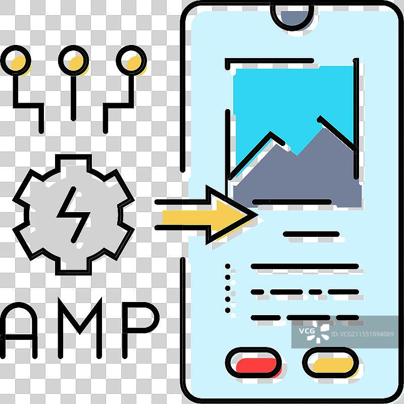 AMP 加速移动页面 SEO 彩色图标图片素材