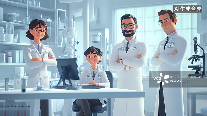 【AI数字艺术】实验室里的科研团队图片素材