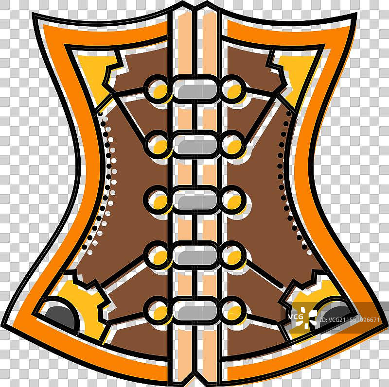 蒸汽朋克复古风格的紧身胸衣彩色图标图片素材