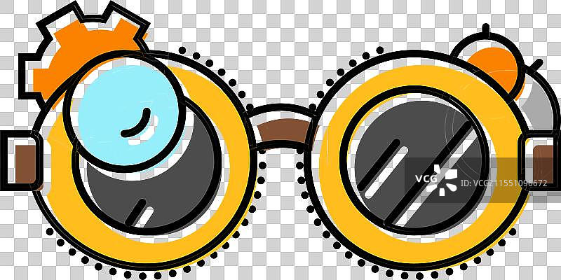 蒸汽朋克复古风格护目镜彩色图标图片素材