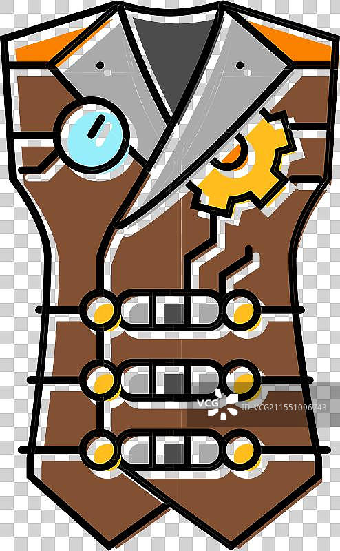蒸汽朋克风格的复古马甲彩色图标图片素材